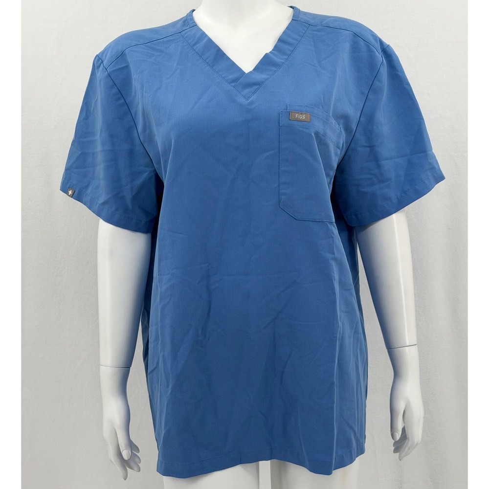 Figs Shirt Mens Large Blue Leon Three Pocket V-Neck Medical Uniform Doctor Work